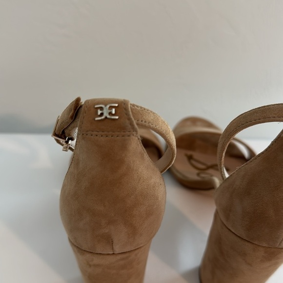 Sam Edelman Yaro Oatmeal Suede Leather Ankle Strap Block Heels Sz 9 - Picture 5 of 11